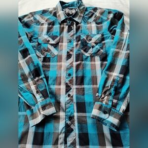 EIGHTY EIGHT Men's Button Up Shirt. Size Large Long Adj. Sleeves.